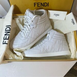 Fendi White Embossed High-Tops